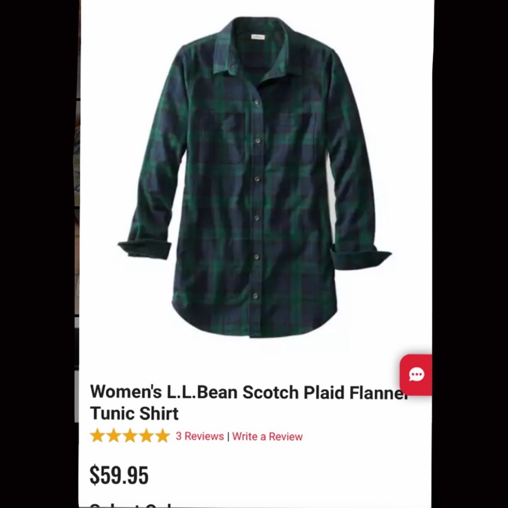 Women's L.L.Bean Scotch Plaid Flannel, Tunic Shirt Small
